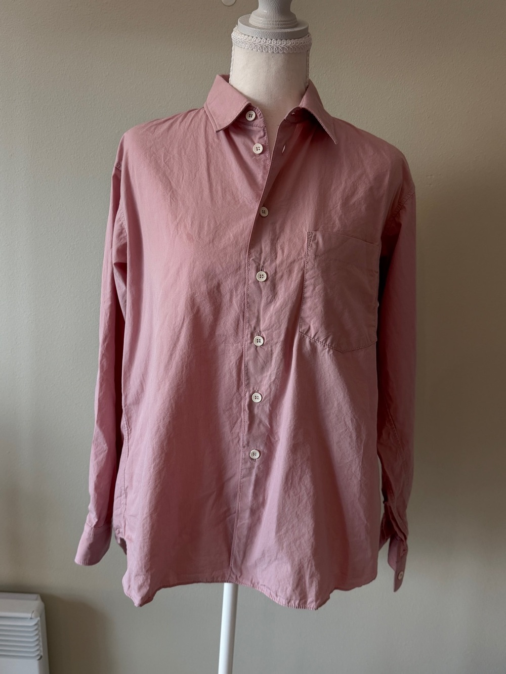 Zara Long-Sleeve Button-Up Shirt in Dusty Rose